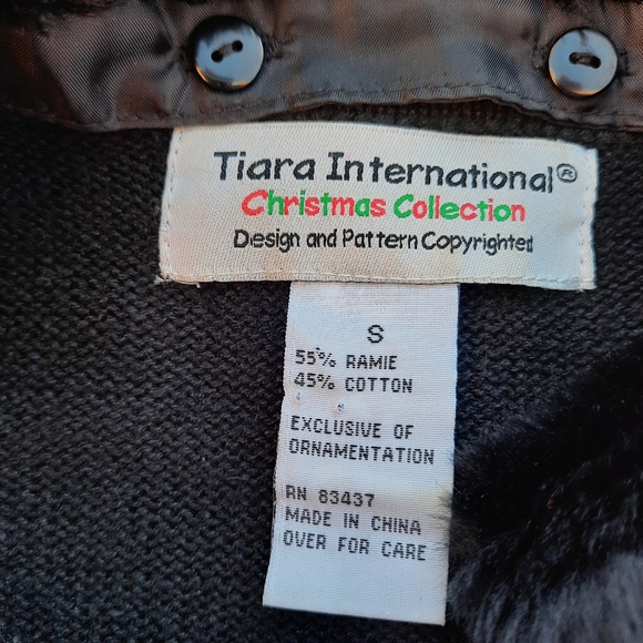 Vintage 90's Christmas Sweater Cardinals Bird Faux Fur Collar Cardigan Small - Picture 6 of 12